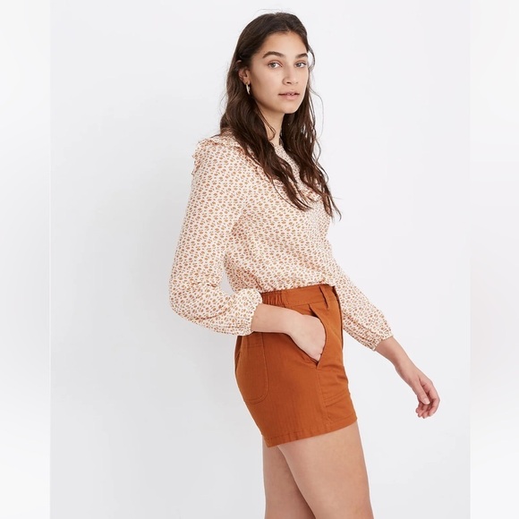 Madewell Camp Shorts Burnt Sienna Orange High Waisted, Size Small - Picture 2 of 13
